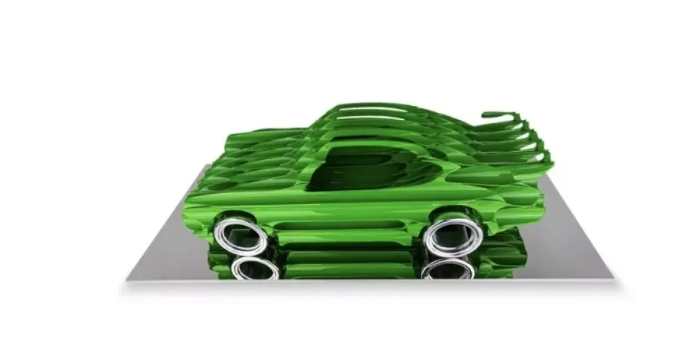porsche 930 turbo verte 3/8 œuvre porsche 930 turbo verte 3/8 de l'artiste ANTOINE DUFILHO