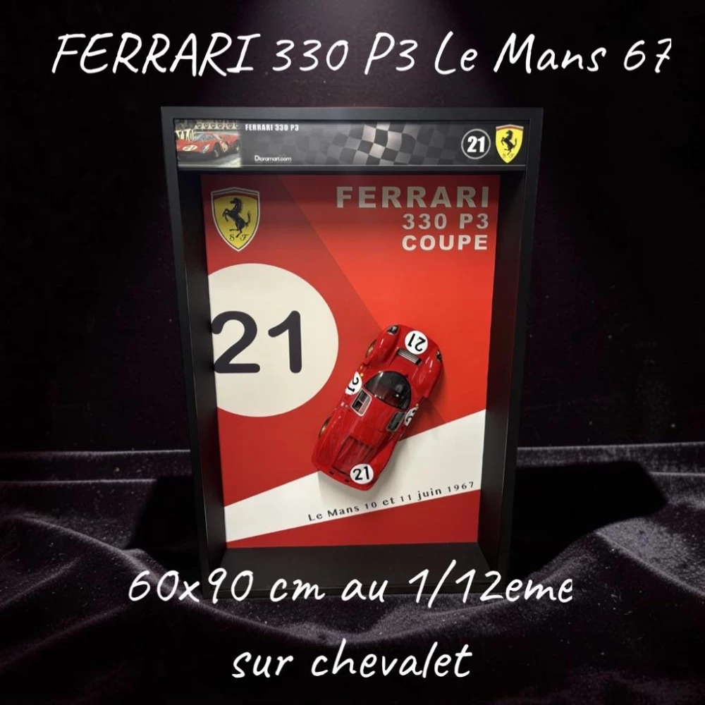 œuvre ferrari 330 p le mans 1967 ÉclairÉe / chevalet de l'artiste DIORAM’ART